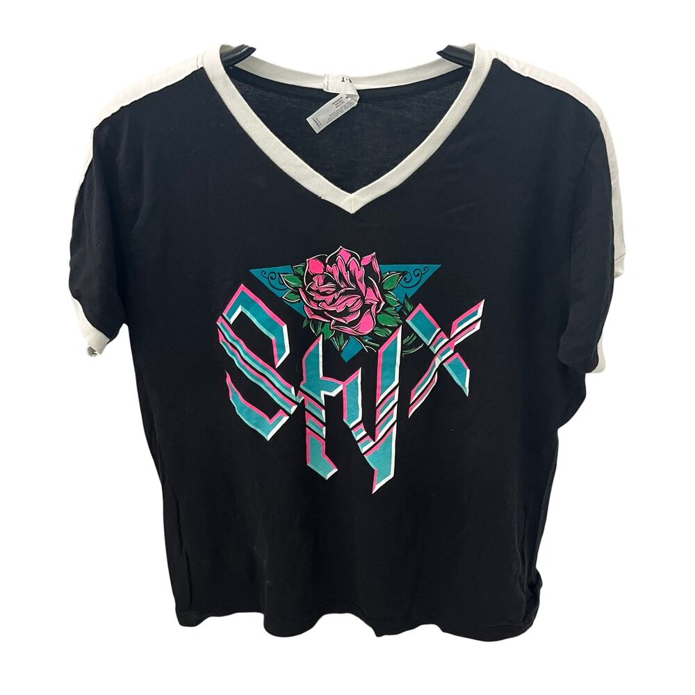STYX North American Tour Ringer T-Shirt LAT Apparel Women’s LG Black Teal Rose